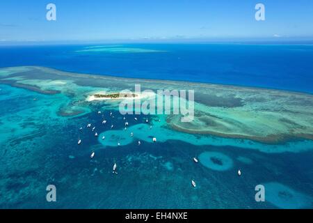 Francia, Nuova Caledonia, sud della provincia, off Noumea, riserva naturale isola Laguna Laregnere classificato come Patrimonio Mondiale dell'UNESCO (vista aerea) Foto Stock