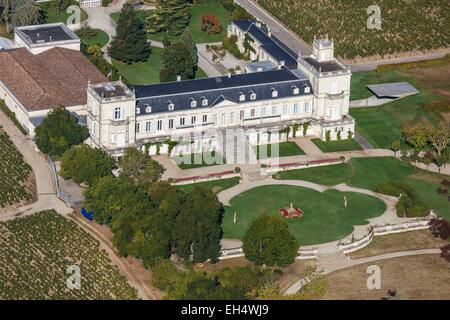 Francia, Gironde, Saint Julien Beychevelle, Chateau Ducru Beaucaillou seconda crescita Saint Julien (vista aerea) Foto Stock