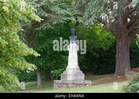 Francia, Saône et Loire, Milly Lamartine, statua di Alphonse de Lamartine Foto Stock