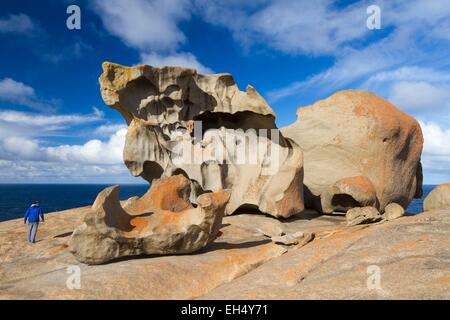 In Australia, in Sud Australia, Kangaroo Island, Parco Nazionale di Flinders Chase, formazioni granitiche di Remarkable Rocks Foto Stock