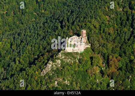 Francia, Haut Rhin, Ribeauville, San Ulrico CASTELLO (vista aerea) Foto Stock