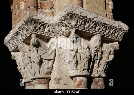 Francia, Tarn et Garonne, Moissac, fermata su El Camino elencati come patrimonio mondiale dall' UNESCO, l abbazia e chiostro Foto Stock