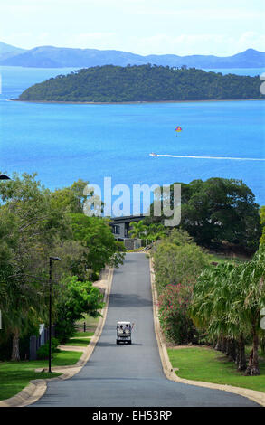 Viste di Hamilton Island, che è parte di un gruppo di isole chiamate Isole Whitsunday nel Queensland, in Australia. Foto Stock