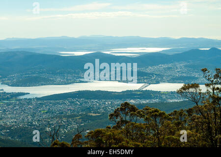 Derwent Valley da Mt Wellington, Hobart Foto Stock