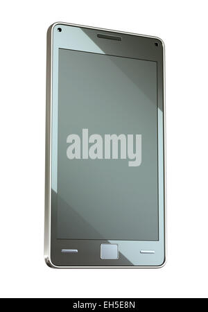 Cella o smart phone con touch screen isolato su bianco Foto Stock