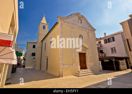 Vecchie strade della città di Novalja, Isola di Pag , Croazia Foto Stock