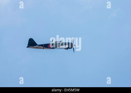 Una Mitsubishi A6M pari a zero in corrispondenza di dette ali su Camarillo Air Show Foto Stock