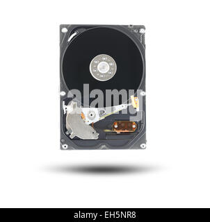 Black Hard disk isolati su sfondo bianco. Foto Stock