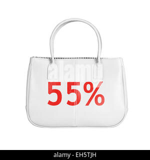 Cinquanta cinque per cento di vendita in borsa. Elemento di design isolato su sfondo bianco con tracciato di ritaglio Foto Stock