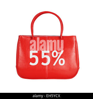 Cinquanta cinque per cento di vendita in borsa. Elemento di design isolato su sfondo bianco con tracciato di ritaglio Foto Stock