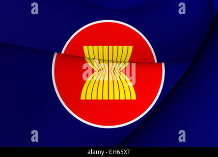 Bandiera dell'ASEAN. Close up. 3D. Foto Stock