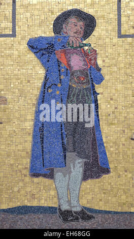 Mosaico sulla facciata del palazzo, Glockenspielplatz in Graz, Stiria, Austria Foto Stock