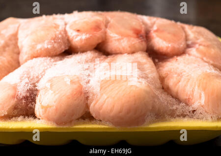 Congelati ali di pollo ricoperta di ghiaccio Foto Stock