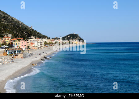 Una splendida vista dal promontorio di Varigotti, Liguria Foto Stock