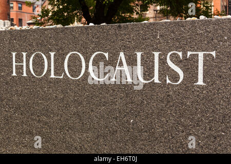 Nome scritto in ingresso al New England Holocaust Memorial, Boston, Massachusetts, STATI UNITI D'AMERICA Foto Stock