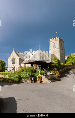 Mortehoe village, chiesa di Santa Maria vicino a Woolacombe, North Devon, Inghilterra, Regno Unito. Foto Stock