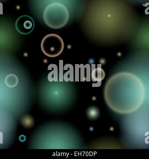 Seamless pattern astratti caotico con de-focalizzata cerchi contro uno sfondo scuro Foto Stock