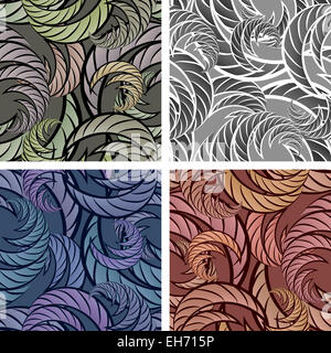 Set di seamless floral pattern astratti trascinato in avanti diverse varianti di colore. Ogni variazione contiene pattern e separare Foto Stock