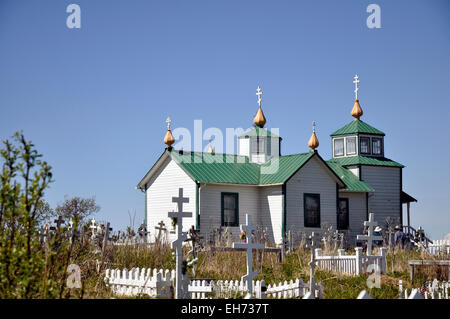 Chiesa Russa Ortodossa a Ninilchik, Alaska, lungo la Seward Highway. Foto Stock