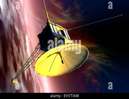 Sonda robotica nello spazio profondo, illustrazione Foto Stock