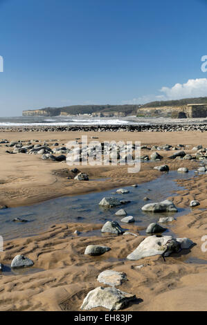 Col Huw Bay, Llantwit Major, Glamorgan Heritage Costa, Vale of Glamorgan, South Wales, Regno Unito. Foto Stock