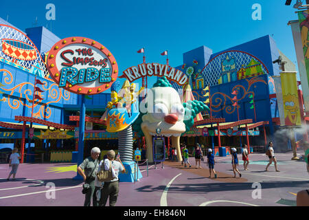 Simpsons Krustyland Ride attrazione per gli Universal Studios Theme Park, Los Angeles, California Foto Stock