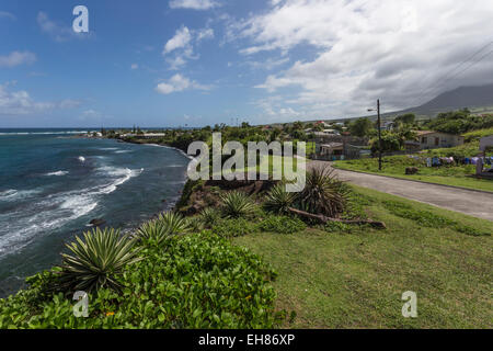 Dieppe Bay Town, il più antico insediamento europeo nei Caraibi orientali, Saint Kitts, Saint Kitts e Nevis, West Indies, dei Caraibi Foto Stock