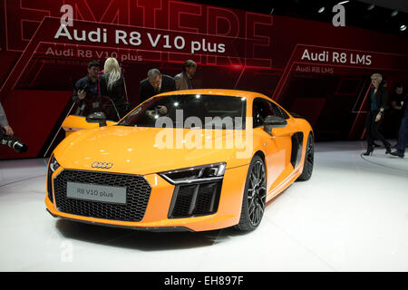 Audi R8 V10 plus al Motor Show di Ginevra 2015 Foto Stock