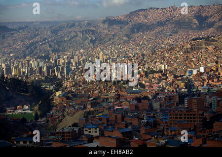 Vista sulla città, La Paz, Bolivia, Sud America Foto Stock