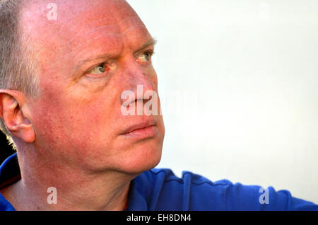 Matt Wrack, Segretario Generale, vigili del fuoco unione, parlando al momento di agire clima marzo, Londra, 7 marzo 2015 Foto Stock