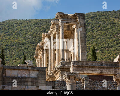 Libreria di Celcus antica Efeso in Turchia Foto Stock