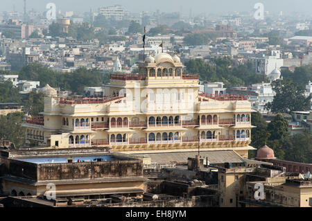 Chandra Mahal (o Niwas) costruzione del Palazzo di Città, Jaipur, Rajasthan, India Foto Stock