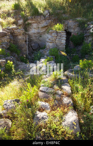 Cozzo Matrice, antico insediamento siciliano, greca in Sicilia Foto Stock