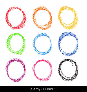 Crayon set cerchio. Olio colorato color pastello. Foto Stock