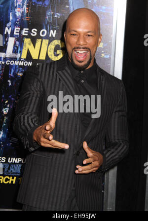 New York, New York, Stati Uniti d'America. 9 Mar, 2015. Attore e cantante comune assiste la prima mondiale di "eseguire tutta la notte" tenutosi a AMC Lincoln Square Theatre. Credito: Nancy Kaszerman/ZUMAPRESS.com/Alamy Live News Foto Stock