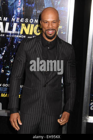 New York, New York, Stati Uniti d'America. 9 Mar, 2015. Attore e cantante comune assiste la prima mondiale di "eseguire tutta la notte" tenutosi a AMC Lincoln Square Theatre. Credito: Nancy Kaszerman/ZUMAPRESS.com/Alamy Live News Foto Stock