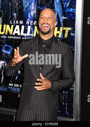 New York, New York, Stati Uniti d'America. 9 Mar, 2015. Attore e cantante comune assiste la prima mondiale di "eseguire tutta la notte" tenutosi a AMC Lincoln Square Theatre. Credito: Nancy Kaszerman/ZUMAPRESS.com/Alamy Live News Foto Stock