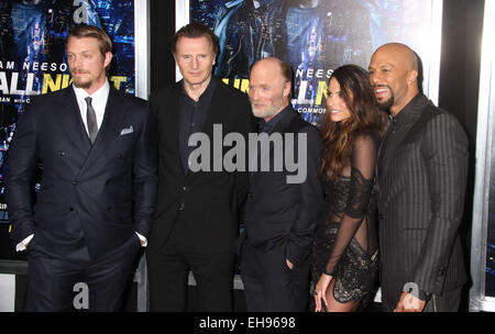 New York, New York, Stati Uniti d'America. 9 Mar, 2015. Attori Joel Kinnaman, LIAM NEESON, ED HARRIS, GENESIS RODRIGUEZ e comune assistere alla prima mondiale di "eseguire tutta la notte" tenutosi a AMC Lincoln Square Theatre. Credito: Nancy Kaszerman/ZUMAPRESS.com/Alamy Live News Foto Stock