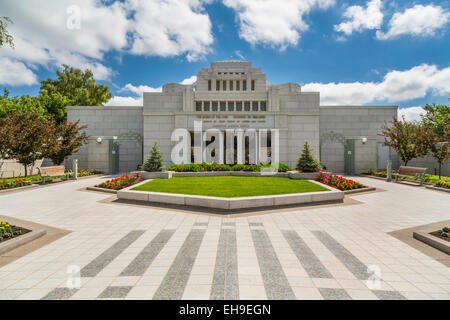 Il Tempio mormone a Cardston, Alberta, Canada. Foto Stock