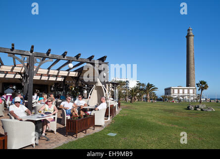 Ristorante Maspalomas presso il faro, Gran Canaria, Isole canarie, Spagna, Europa Foto Stock