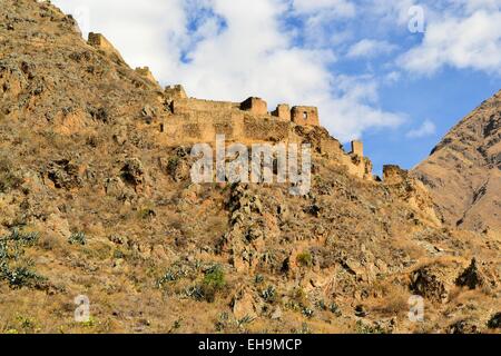 Fortezza Inca nella Valle Sacra, Ollantaytambo, Perù Foto Stock