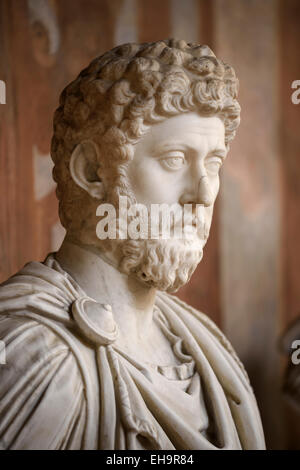 Roma. L'Italia. Busto ritratto di imperatore romano Marco Aurelio. Palazzo Altemps. Museo Nazionale Romano. Foto Stock