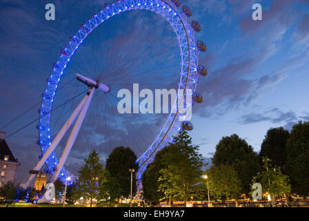 Londra 21 Ago 2013 : Millennium Wheel illuminata di notte, London REGNO UNITO Foto Stock