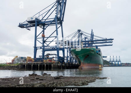 Nave da carico, all'interno di operazioni nel Canale di Panama, Panama Foto Stock