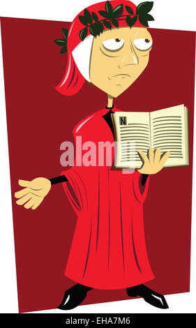 Un vettore cartoon che rappresentano la Divina Commedia autore Foto Stock