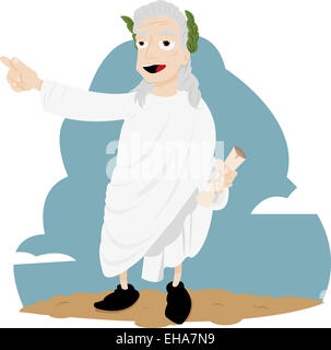 Un vettore cartoon che rappresenta un divertente di Virgilio che mostra a noi il modo giusto. Ogni oggetto è singolarmente raggruppate Foto Stock