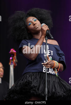 Bestival 2014 tenutasi a Robin Hill Country Park - Prestazioni - Giorno 1 dotata di: Laura Mvula dove: Isle Of Wight, Regno Unito quando: 05 Set 2014 Foto Stock