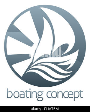 Una illustrazione astratta di una imbarcazione a vela nave cerchio concept design Foto Stock