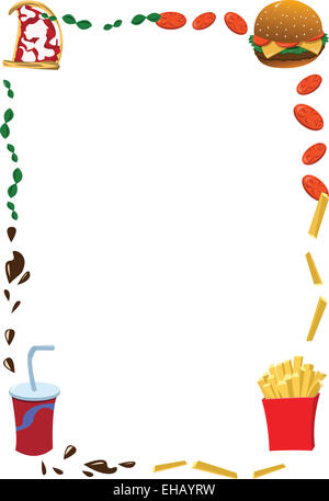 Un vettore cartoon che rappresenta un fast food fotogramma ed è utile per i menu Foto Stock