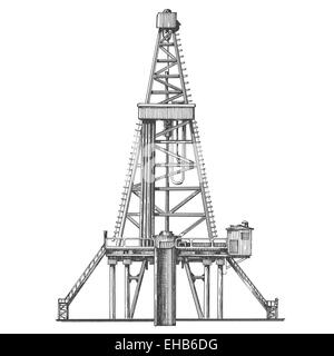 Oil Rig vector logo design modello. petrolio o icona del settore. Foto Stock